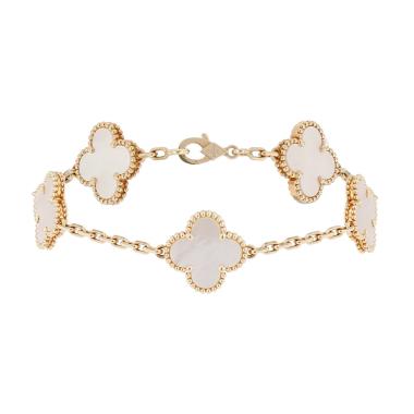 Brazalete Van Cleef 
Arpels Vintage Alhambra de oro amarillo y nácar