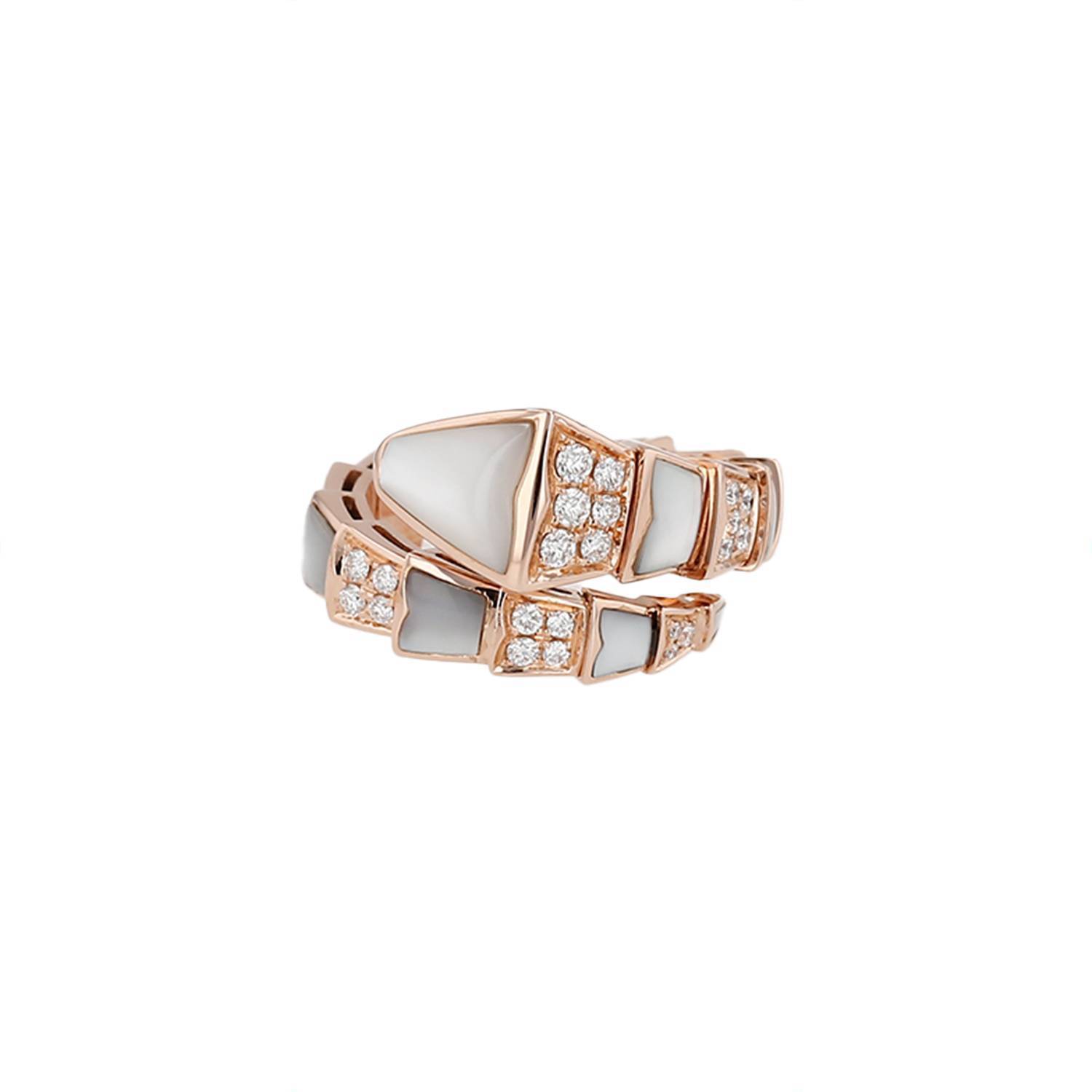 Bague Bulgari Serpenti Viper Or Rose Diamants Occasion Bague Bulgari Serpenti Viper Or Rose Diamants Occasion