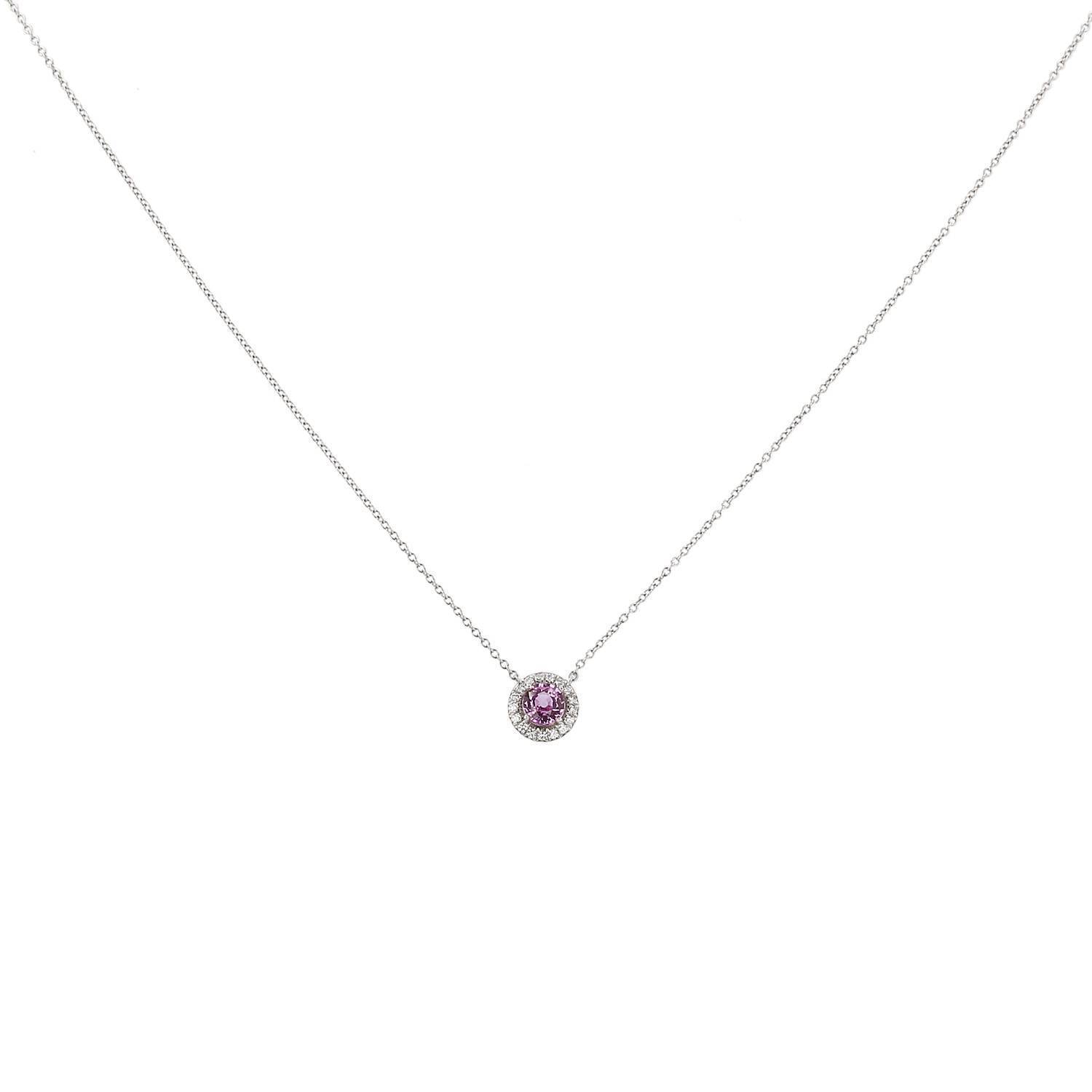 Collier Tiffany & Co Soleste en platine, saphir rose et diamants