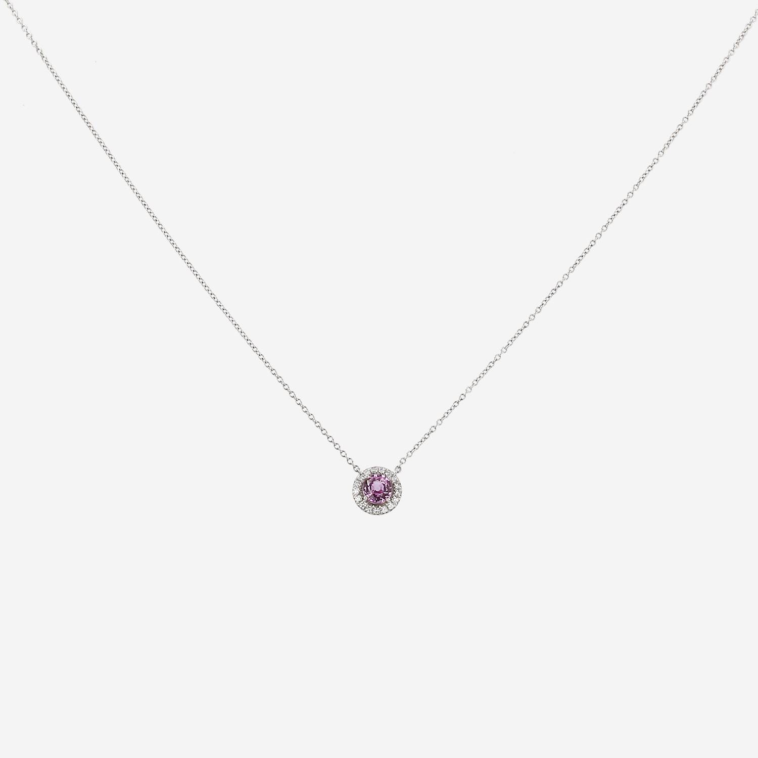 Collier Tiffany & Co Soleste en platine, saphir rose et diamants