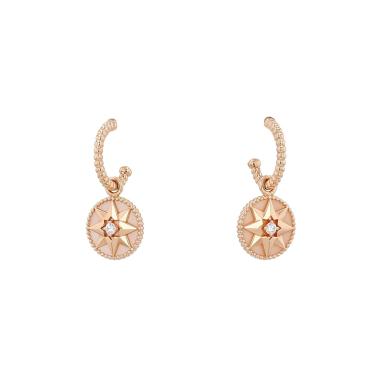 Paire de boucles d'oreilles Dior Rose des vents en or rose, opale et diamants