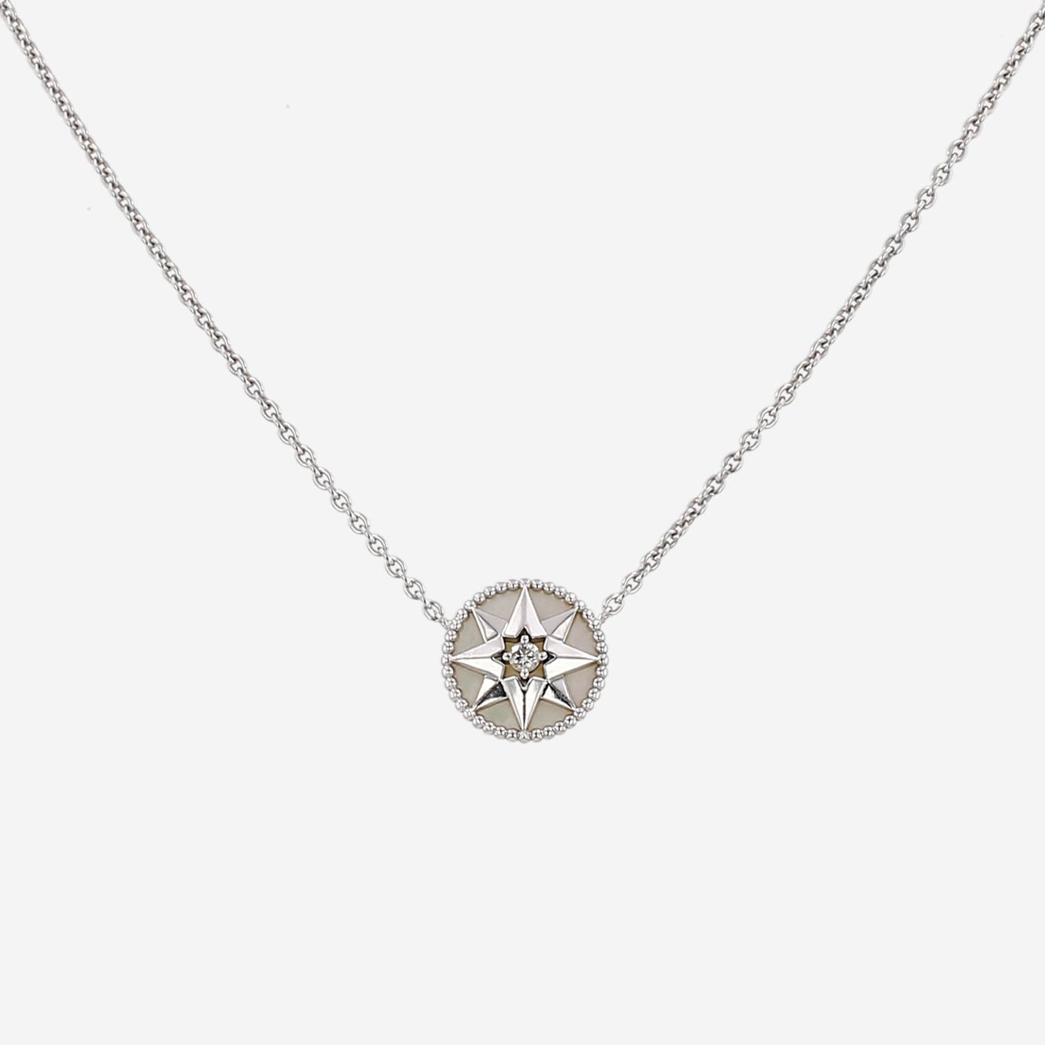 Collier Dior Rose des vents en or blanc, nacre et diamant