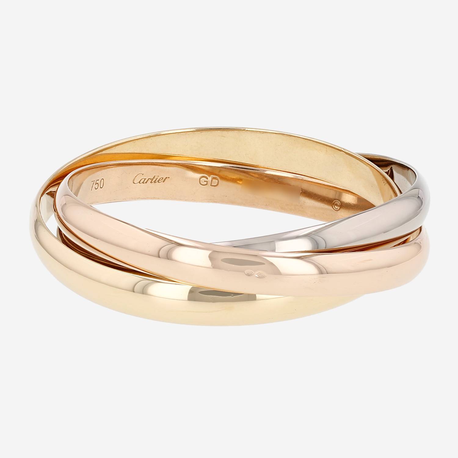 Bracelet Cartier Trinity grand modèle en or rose, or blanc et or jaune