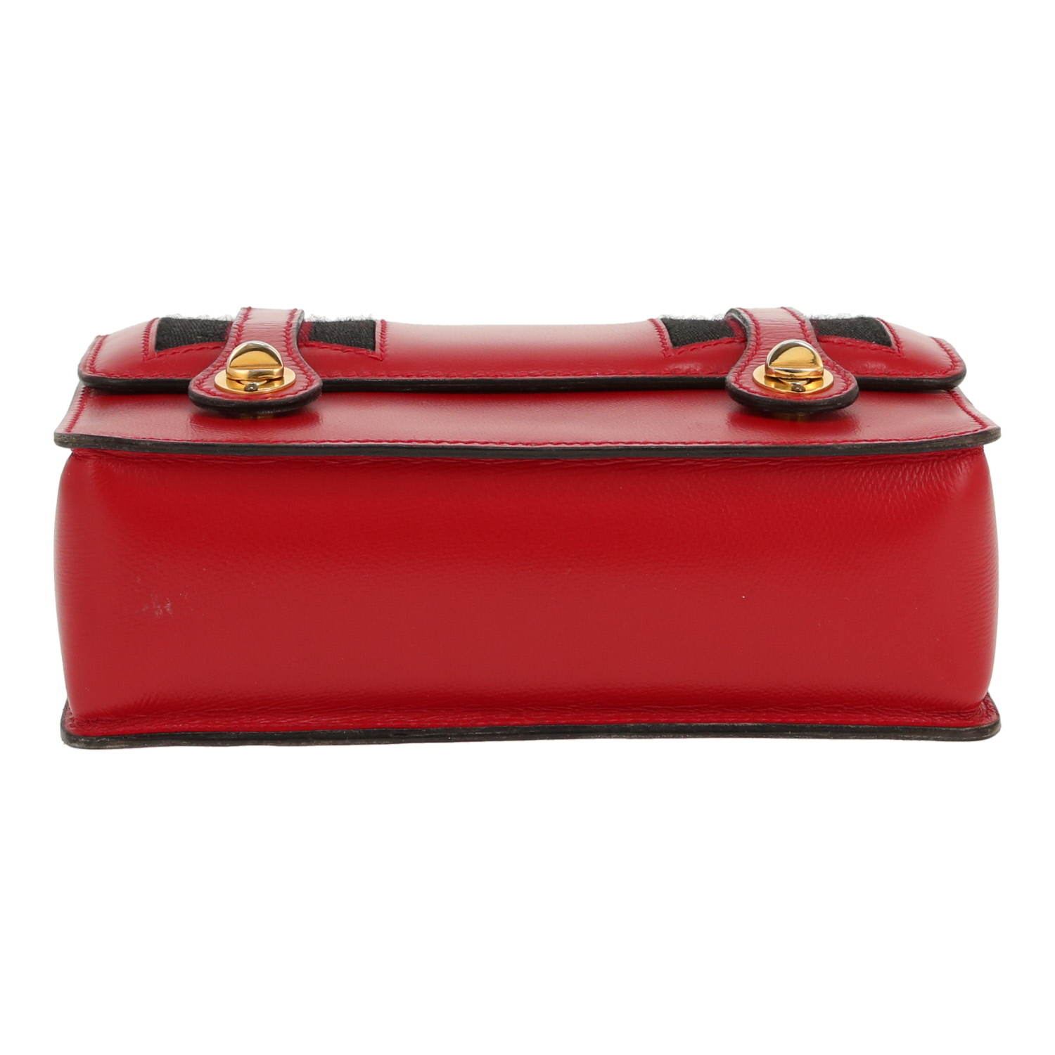 Sac à main Gucci   en cuir rouge et toile noire - Detail D1