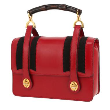Borsa Gucci   in pelle rossa e tela nera