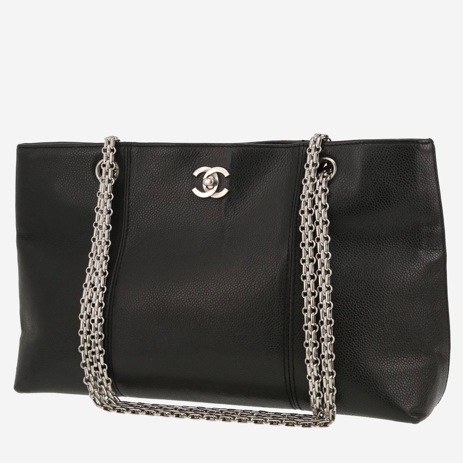 Sac à main Chanel   en cuir grainé noir