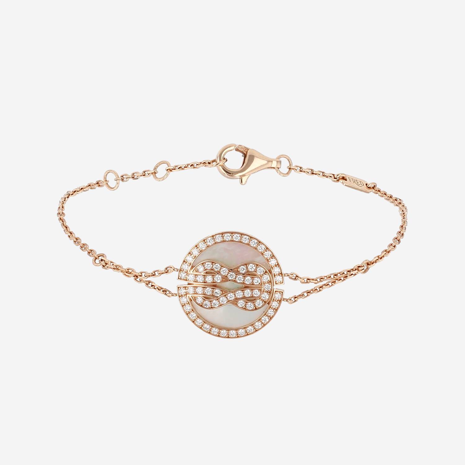 Brazalete Fred Chance Infinie de oro rosa, nácar y diamantes