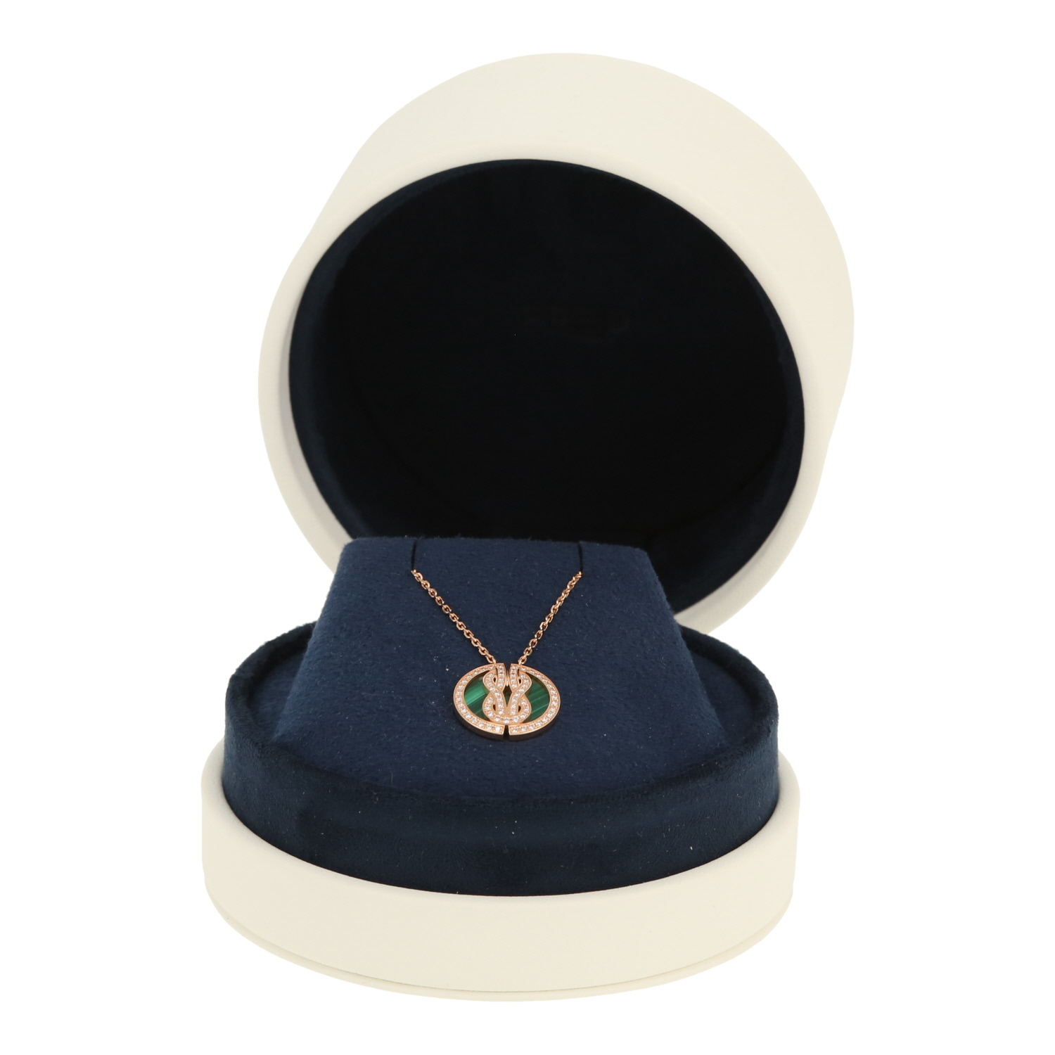 Fred Chance Infinie necklace in pink gold, diamonds and malachite - Detail D2