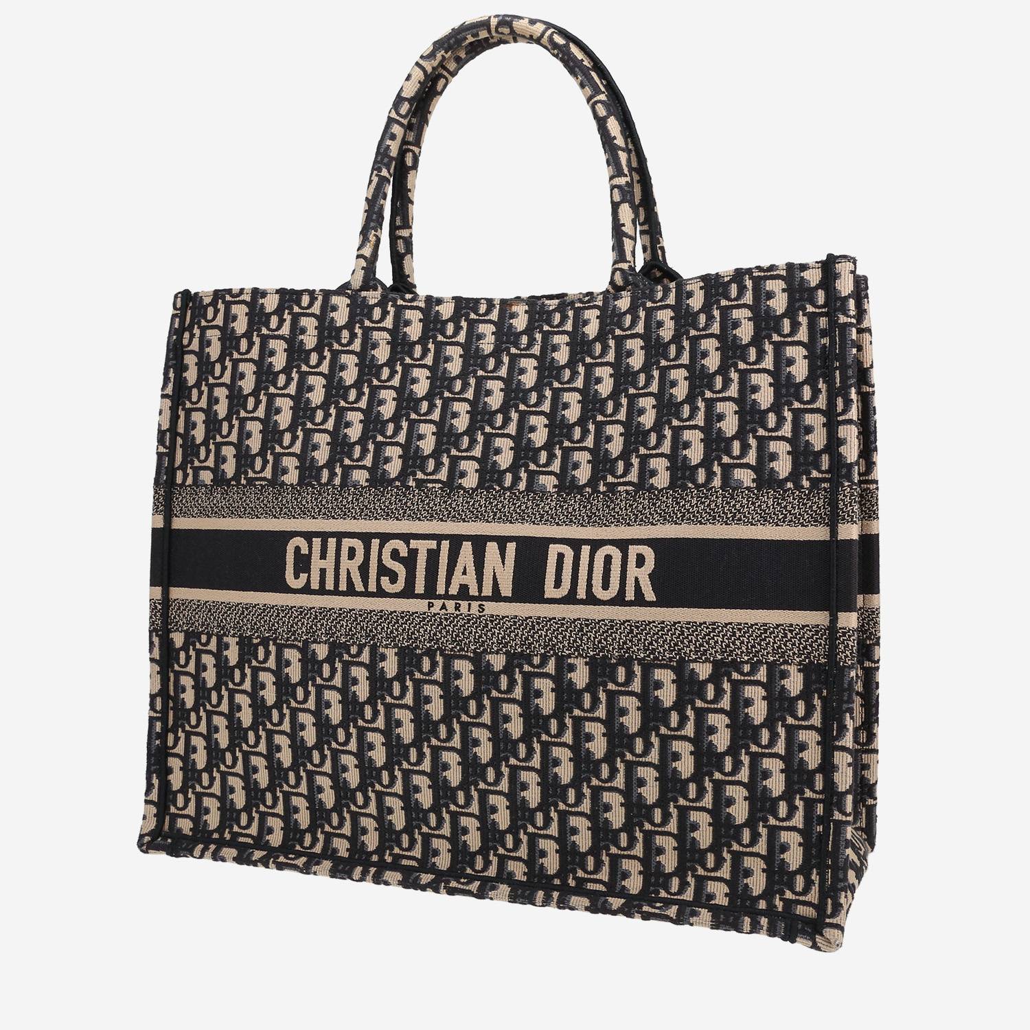 Shopping bag Dior  Book Tote in tessuto a monogramma Oblique blu e beige