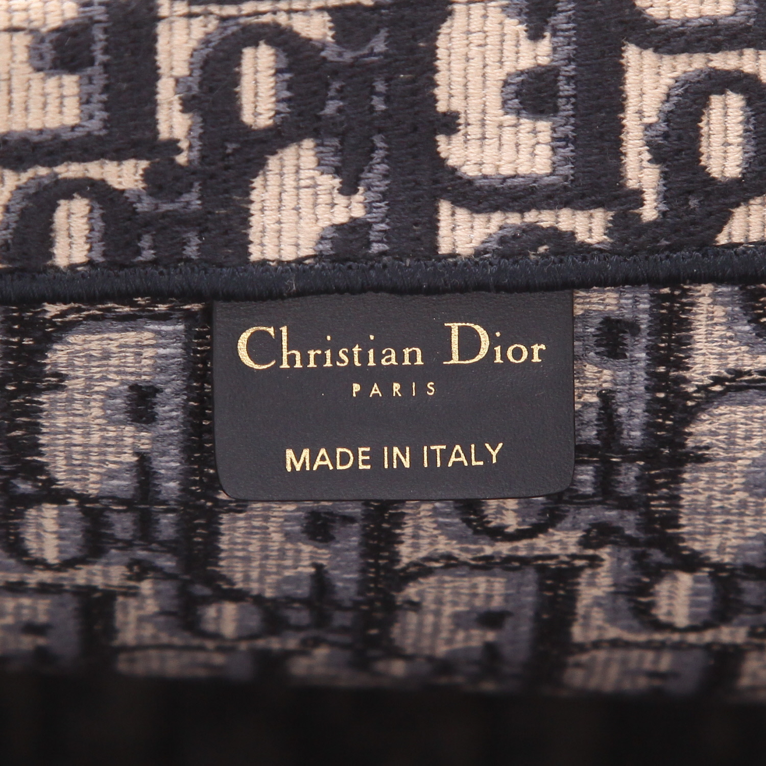 Dior  Book Tote shopping bag  in blue and beige monogram canvas Oblique - Detail D2