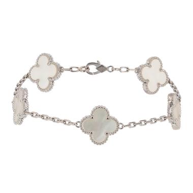 Brazalete Van Cleef & Arpels Vintage Alhambra de oro blanco y nácar