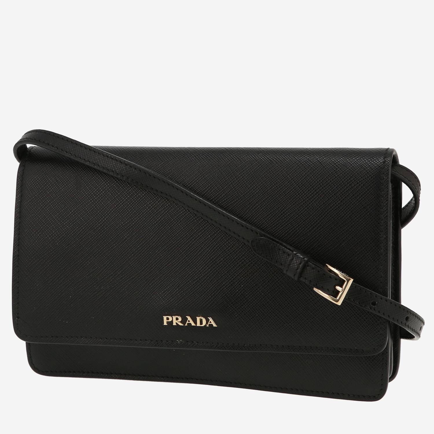 Prada   shoulder bag  in black leather saffiano