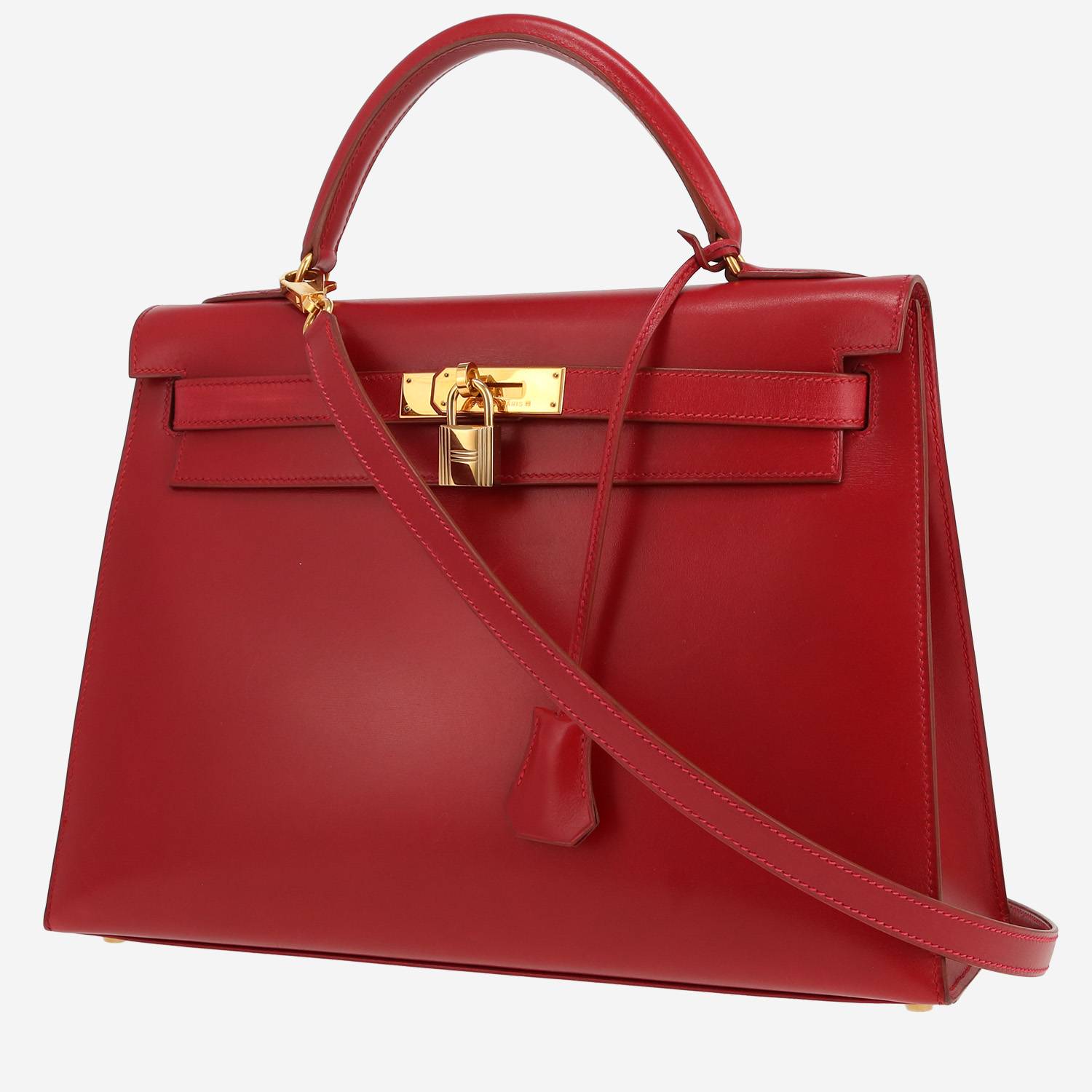 Bolso de mano Hermès  Kelly 32 cm en cuero box rojo Vif