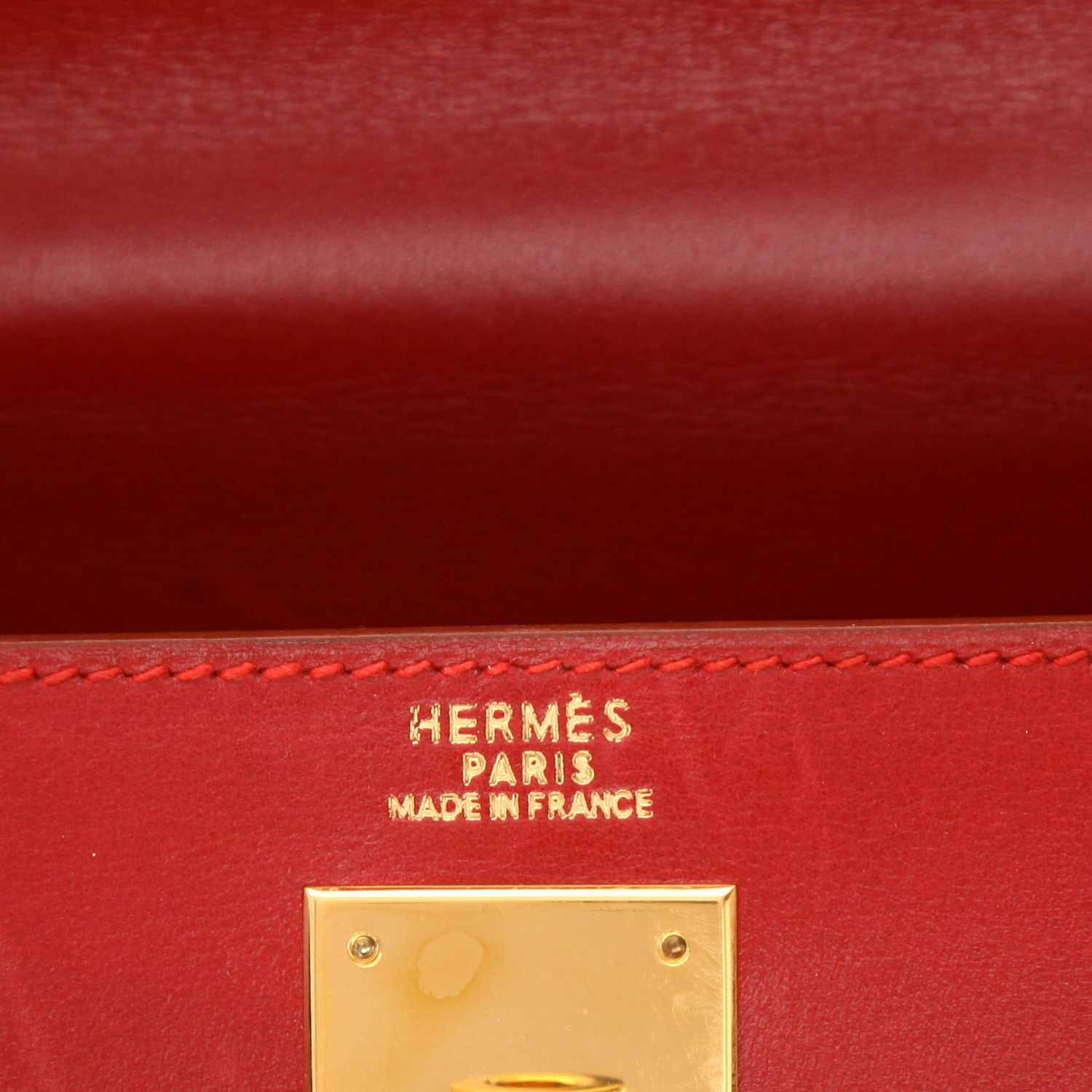 Sac à main Hermès  Kelly 32 cm en cuir box rouge Vif - Detail D2