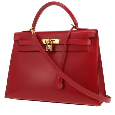 Bolso de mano Hermès  Kelly 32 cm en cuero box rojo Vif