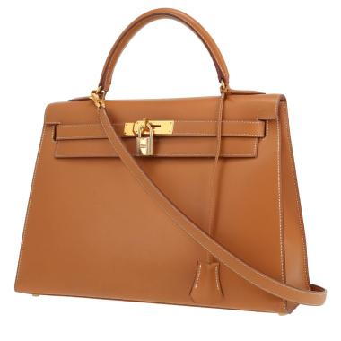 Sac à main Hermès  Kelly 32 cm en cuir box gold