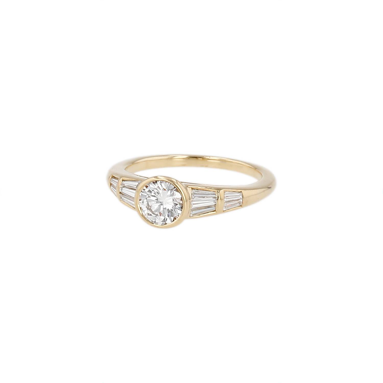 Bague Solitaire Vintage Or Jaune Diamant 0.75ct Occasion