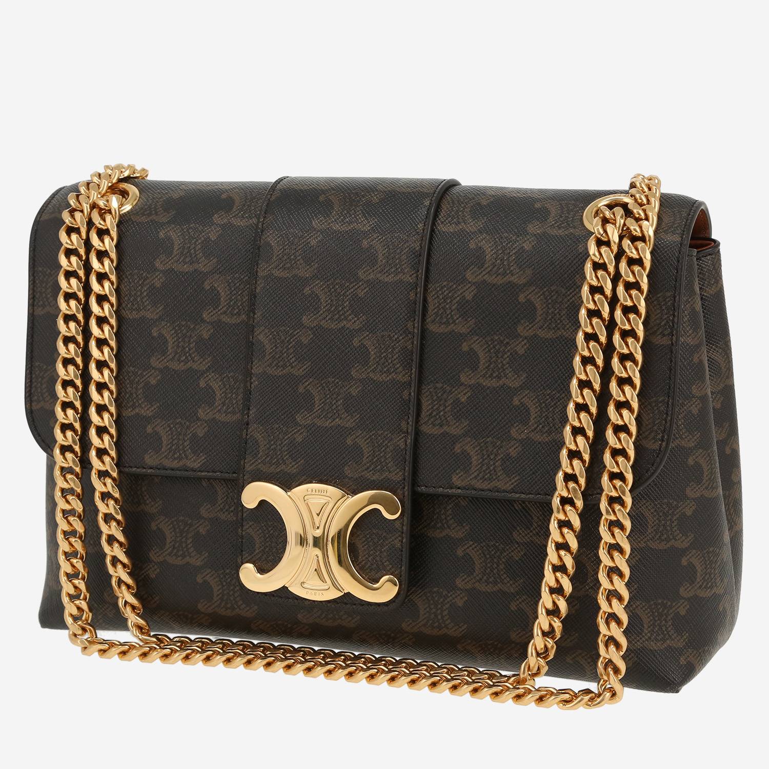 Bolso bandolera Celine  Victoire Teen en tejido "Triomphe" marrón y cuero marrón