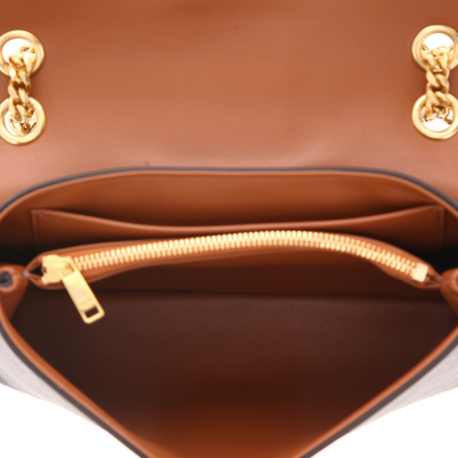 Celine  Victoire Teen shoulder bag  in brown "Triomphe" canvas  and brown leather - Detail D3