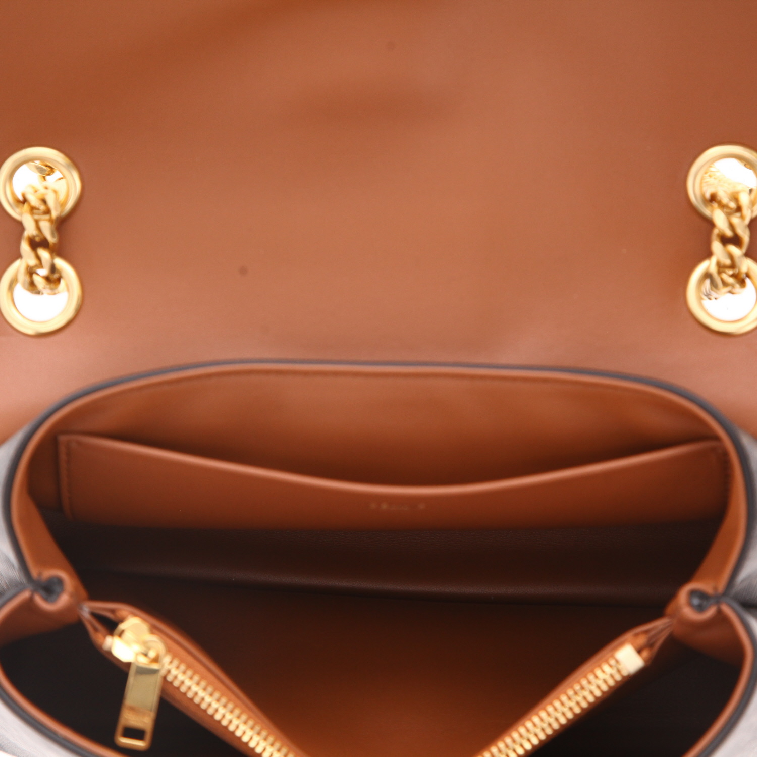 Celine  Victoire Teen shoulder bag  in brown "Triomphe" canvas  and brown leather - Detail D4