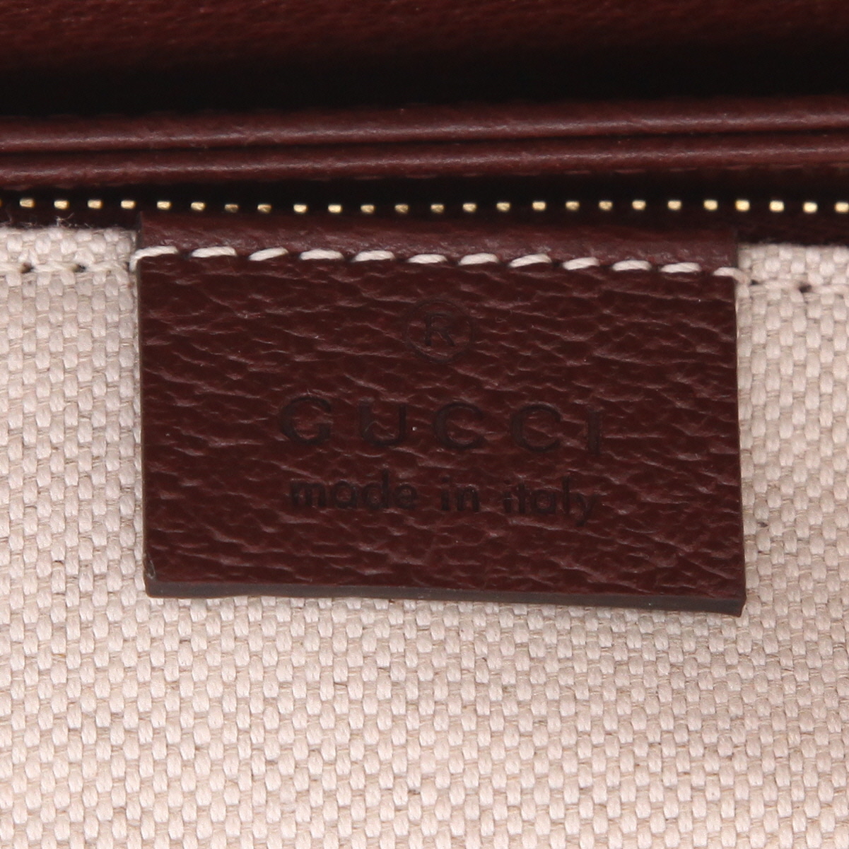 Gucci  1955 Horsebit shoulder bag  in burgundy "sûpreme GG" canvas  and burgundy leather - Detail D2
