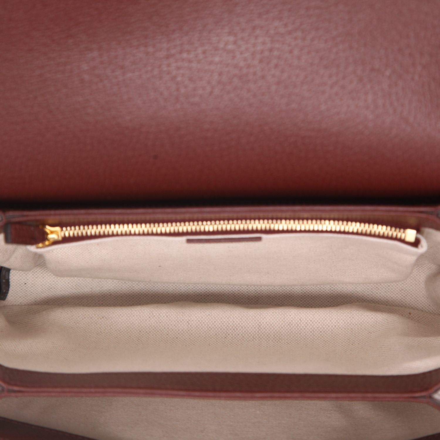 Gucci  1955 Horsebit shoulder bag  in burgundy "sûpreme GG" canvas  and burgundy leather - Detail D3