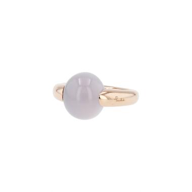 Pomellato Luna small model ring in pink gold and chalcedony