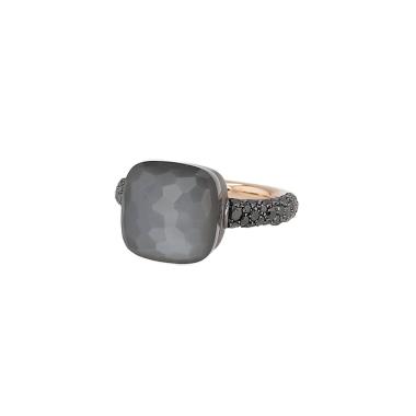Bague Pomellato Nudo Maxi en or rose, titane, obsidienne et diamants noirs