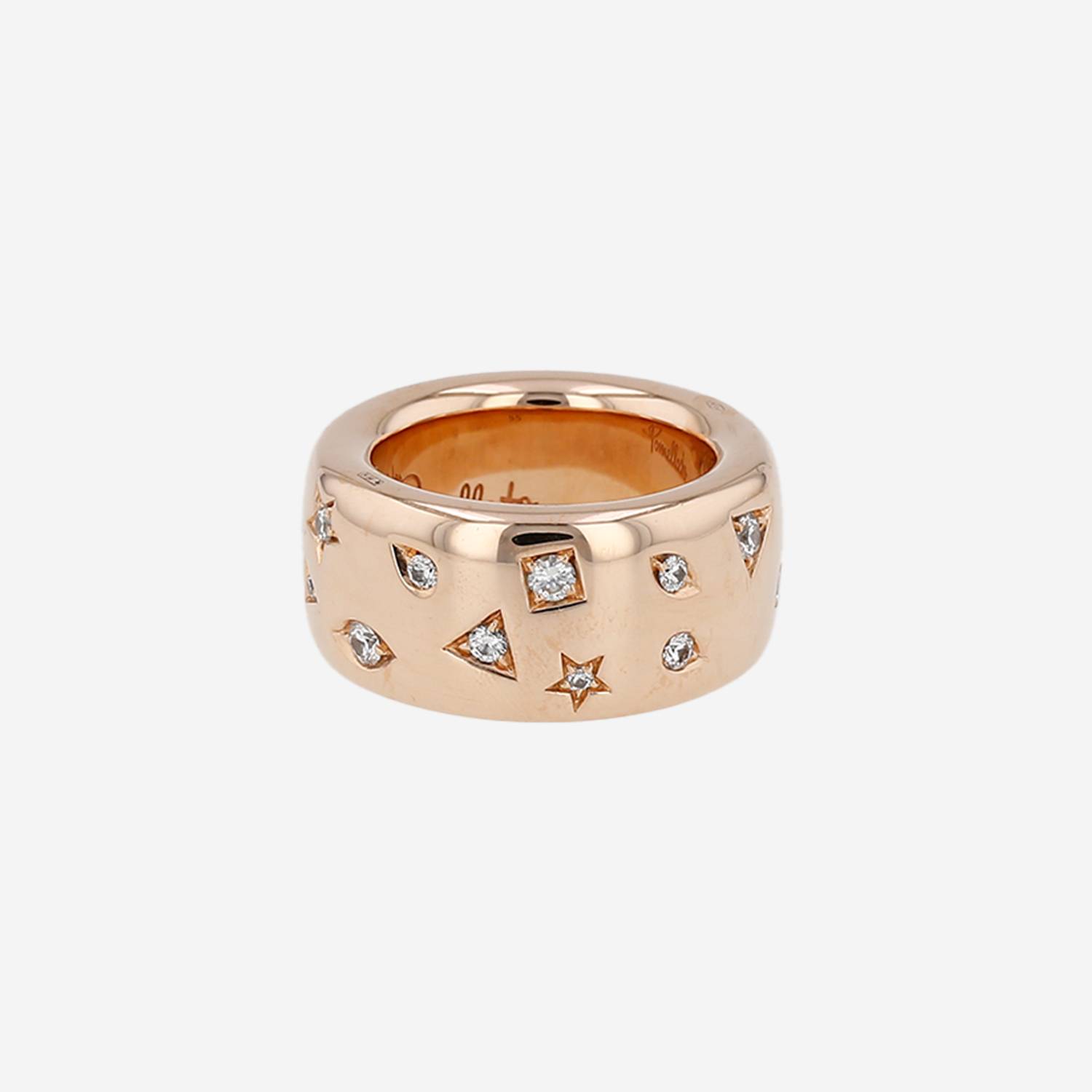 Pomellato Iconica large model ring in pink gold and diamonds