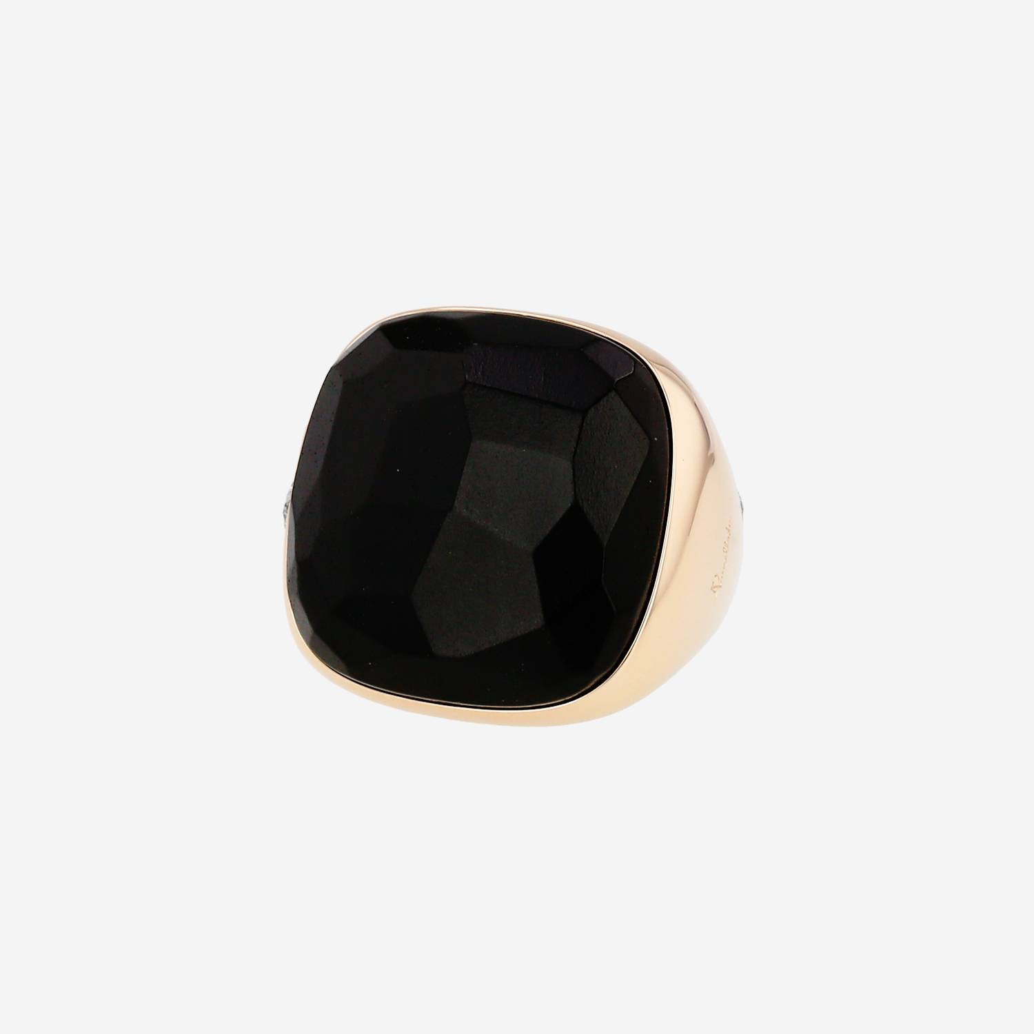 Pomellato Victoria large model ring in pink gold and jet