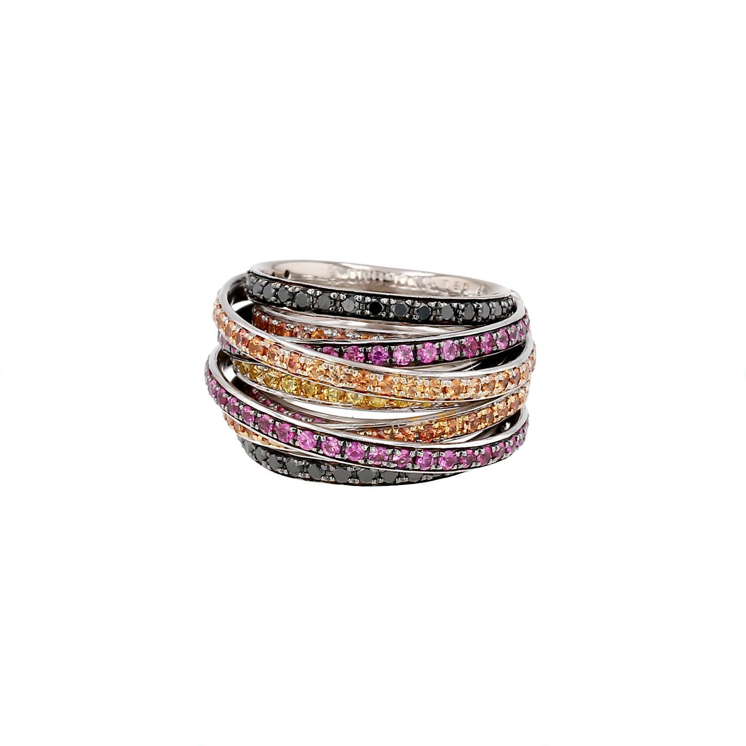 Bague De Grisogono Allegra or blanc diamants noirs occasion Bague De Grisogono Allegra or blanc diamants noirs occasion