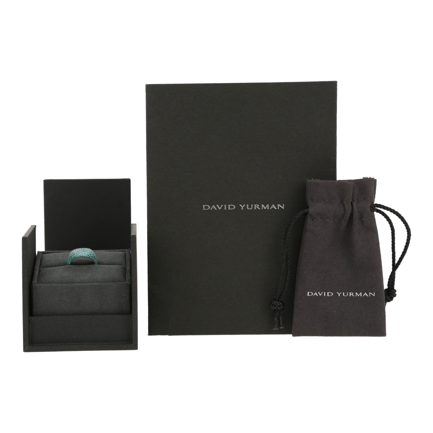 Anello David Yurman Pinky in oro bianco e Paraïba tormaline - Detail D2