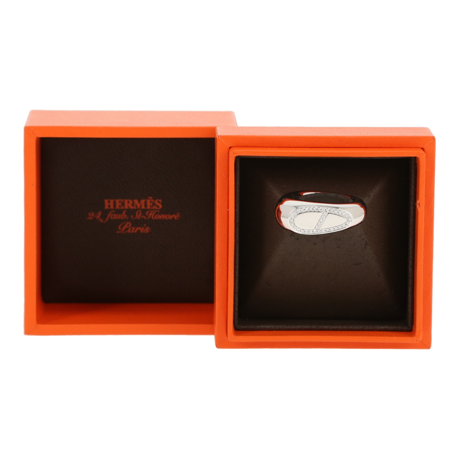 Anello Hermès in oro bianco e diamanti - Detail D2