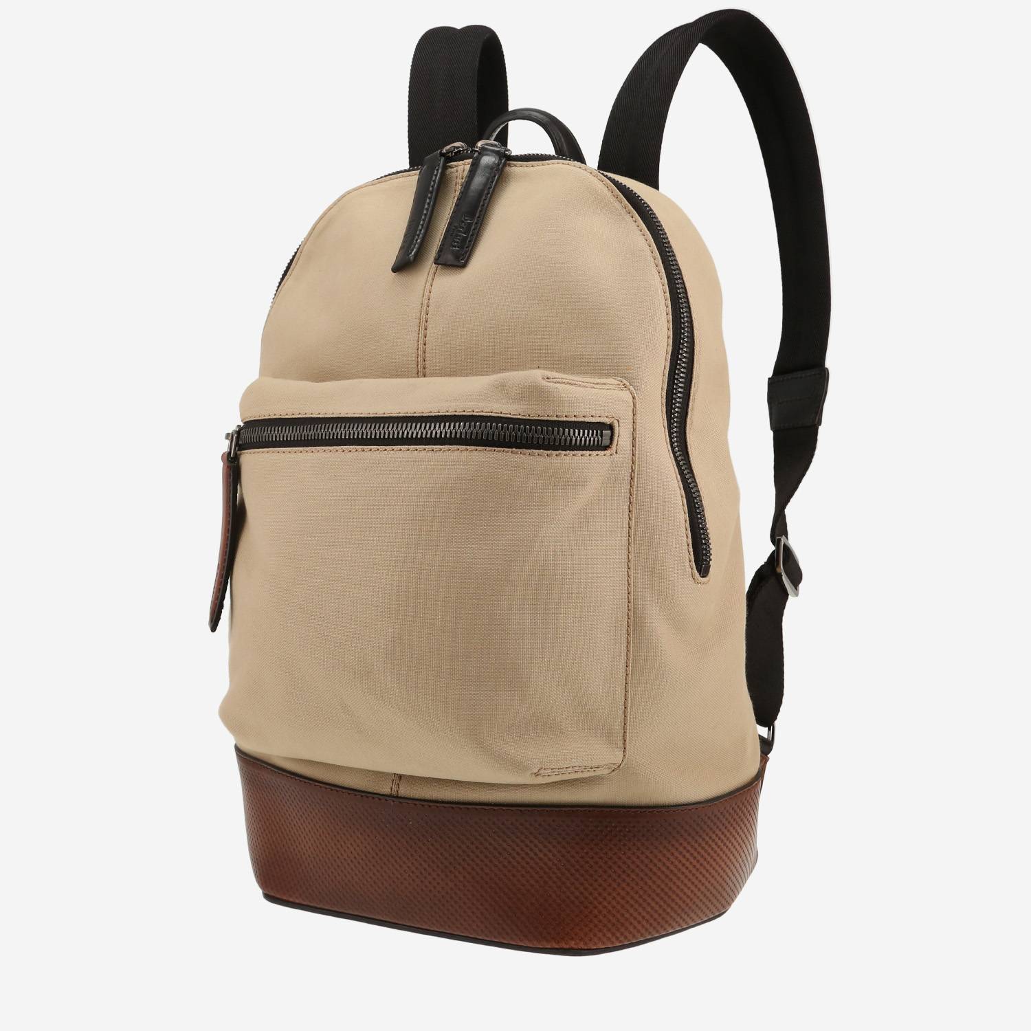 Berluti   backpack  in beige canvas  and brown leather