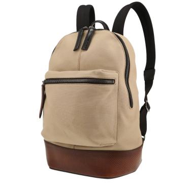 Mochila Berluti   en lona beige y cuero marrón