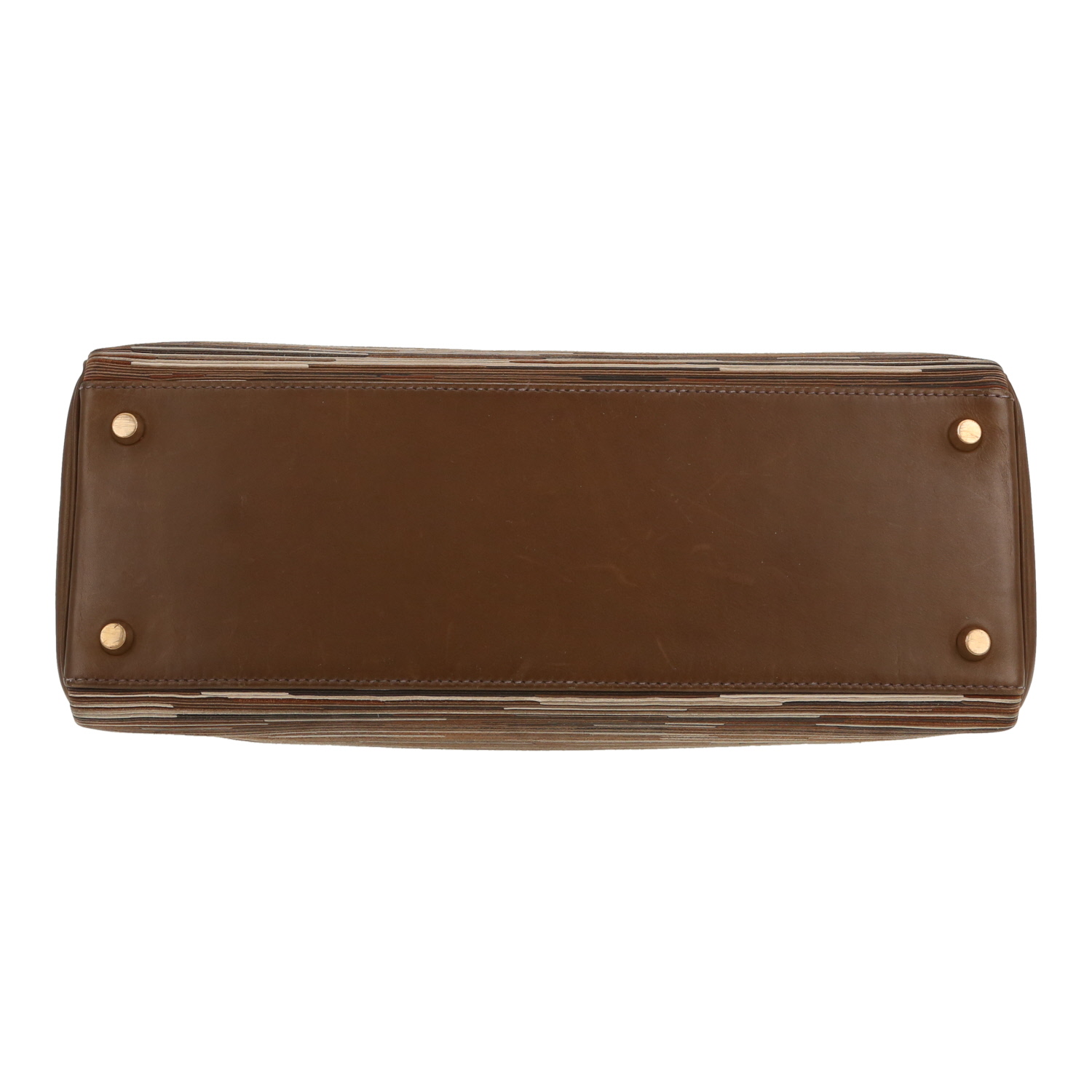 Hermès  Kelly 32 cm handbag  in olive green Barenia leather  and vibrato leather - Detail D1