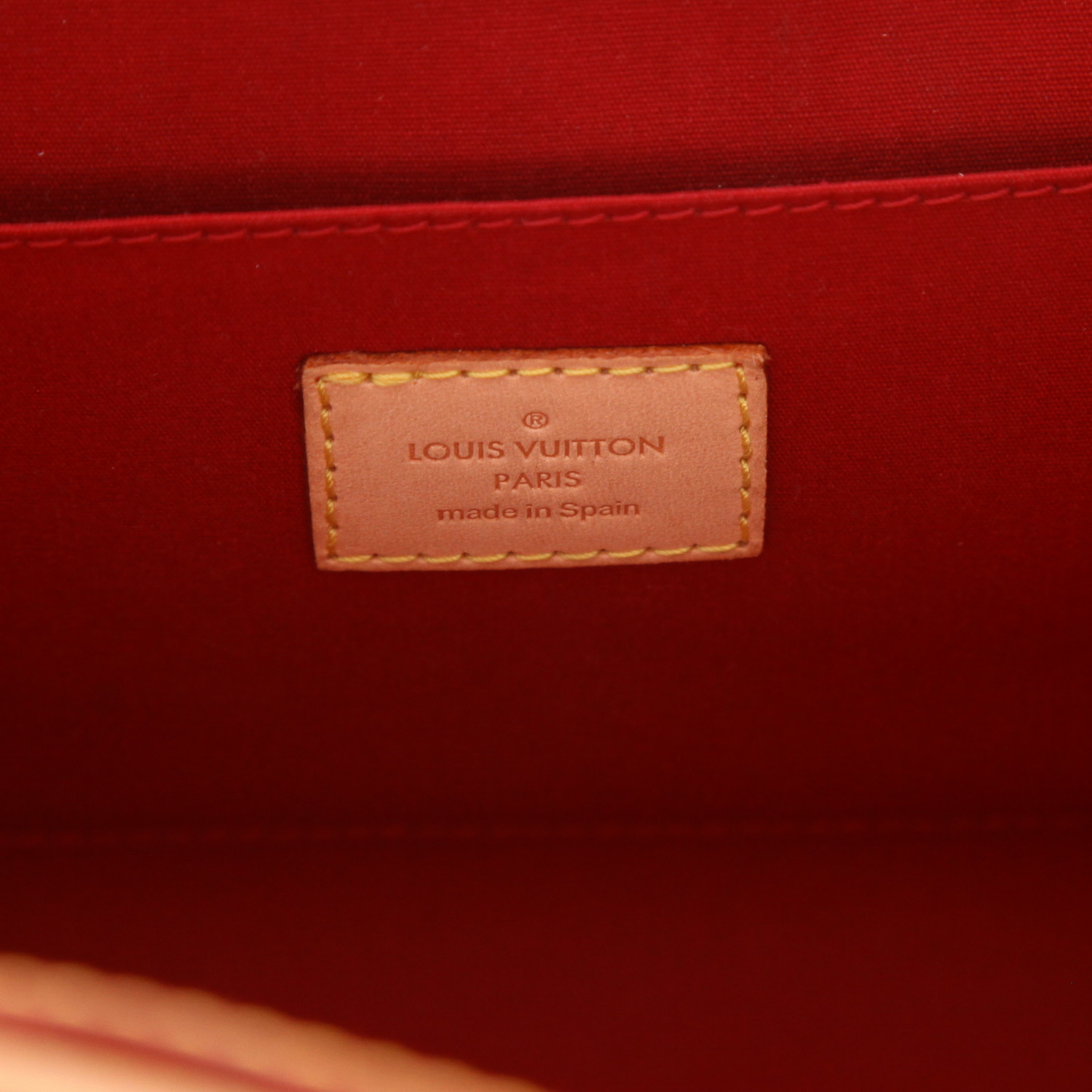 Bolso de mano Louis Vuitton  Roxbury en charol Monogram rojo y cuero natural - Detail D2