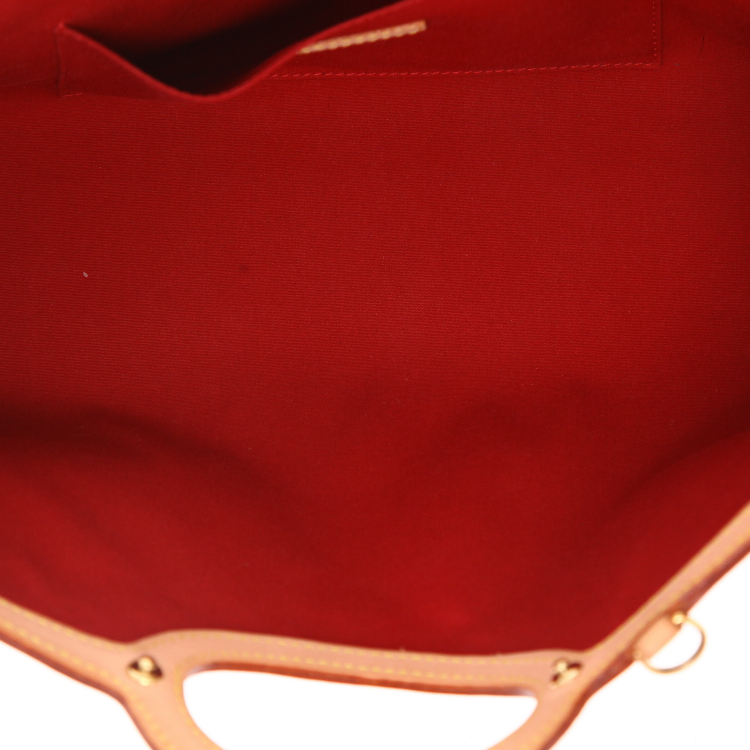 Borsa Louis Vuitton  Roxbury in pelle verniciata monogram rossa e pelle naturale - Detail D3