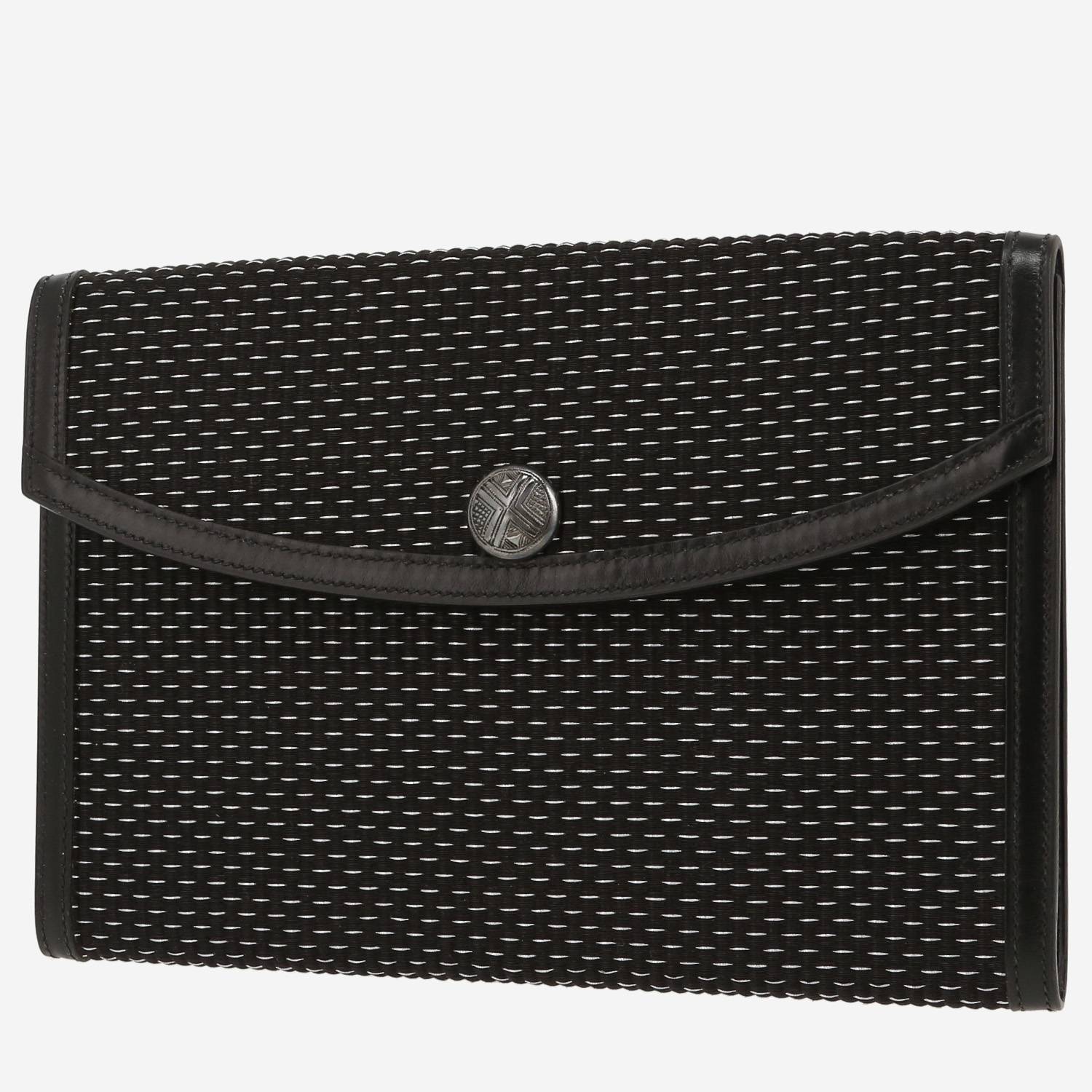 Hermès   pouch  canvas  and black leather