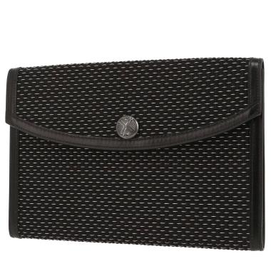 Pochette Hermès   en toile et cuir noir