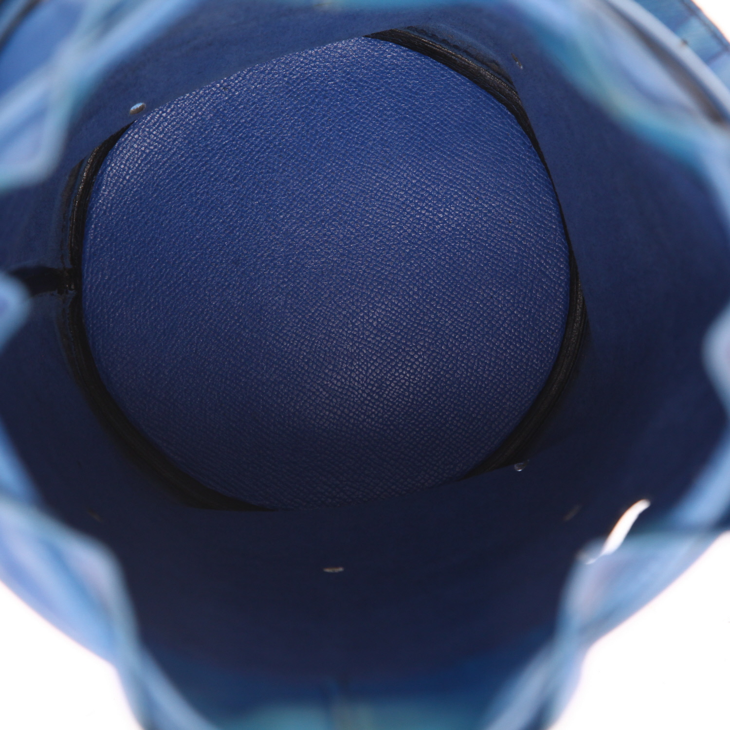 Hermès  Mangeoire handbag  in blue Courchevel leather - Detail D3