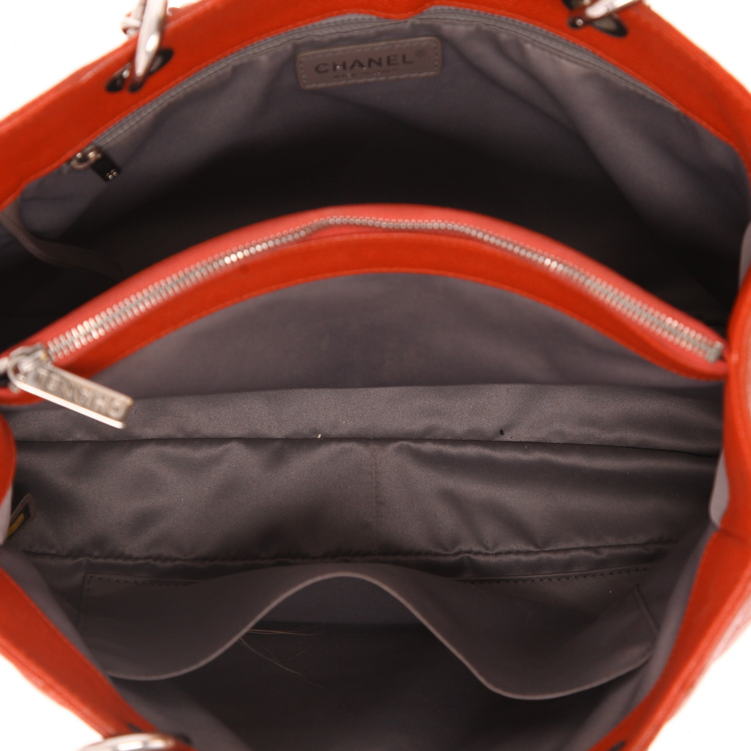 Borsa Chanel  Shopping GST in pelle martellata e trapuntata rossa - Detail D3