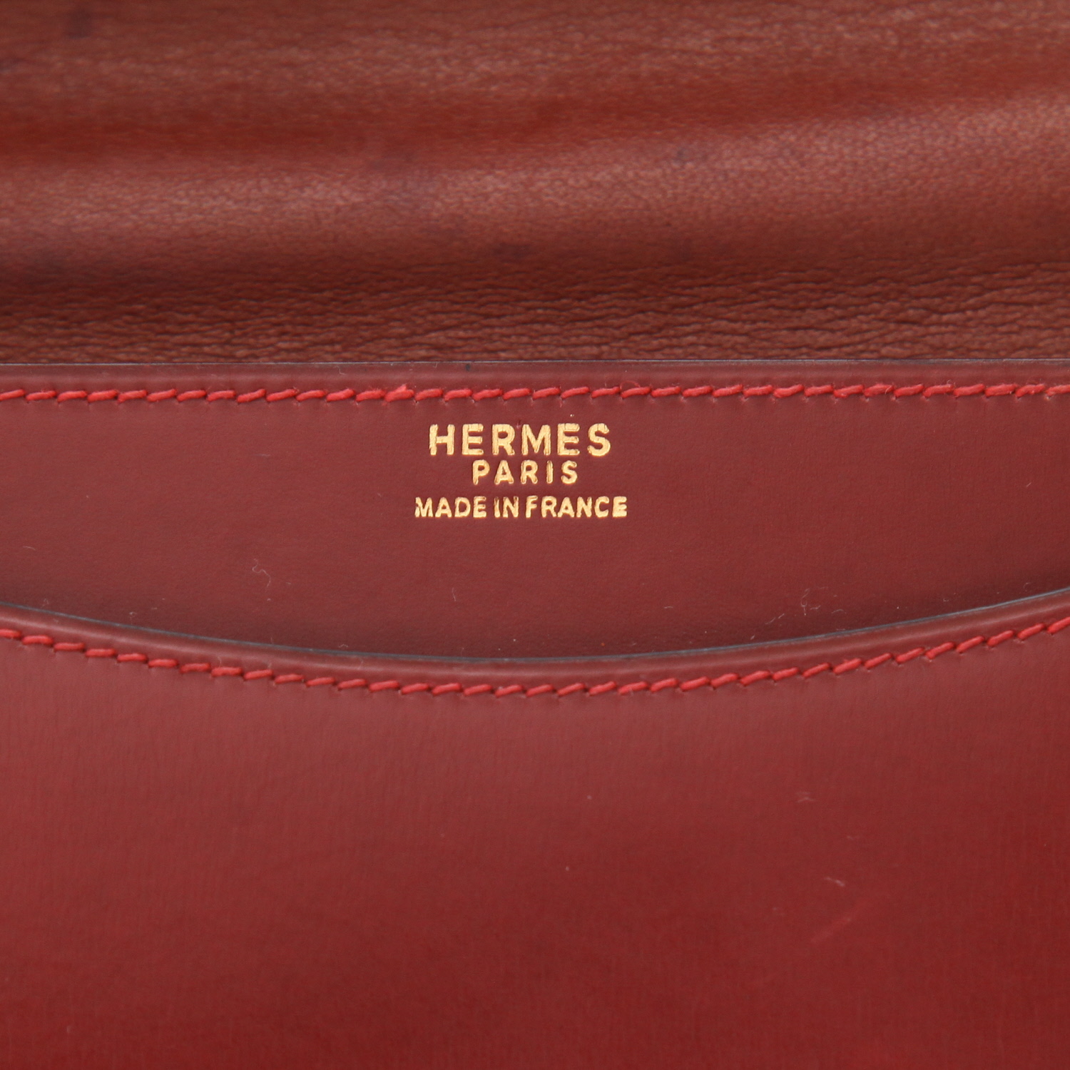 Hermès  Ring handbag  in red H box leather - Detail D2