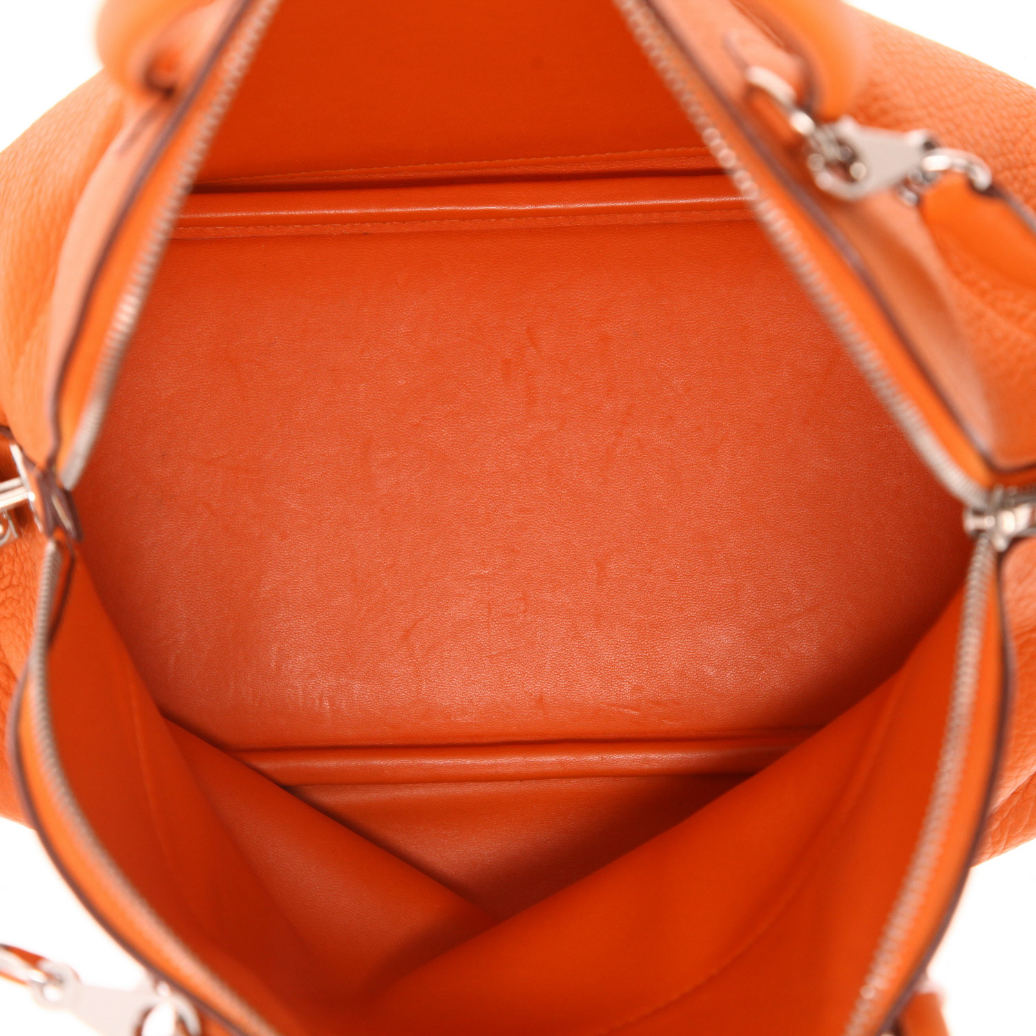 Hermès  Bolide 31 cm handbag  in orange leather taurillon clémence - Detail D3