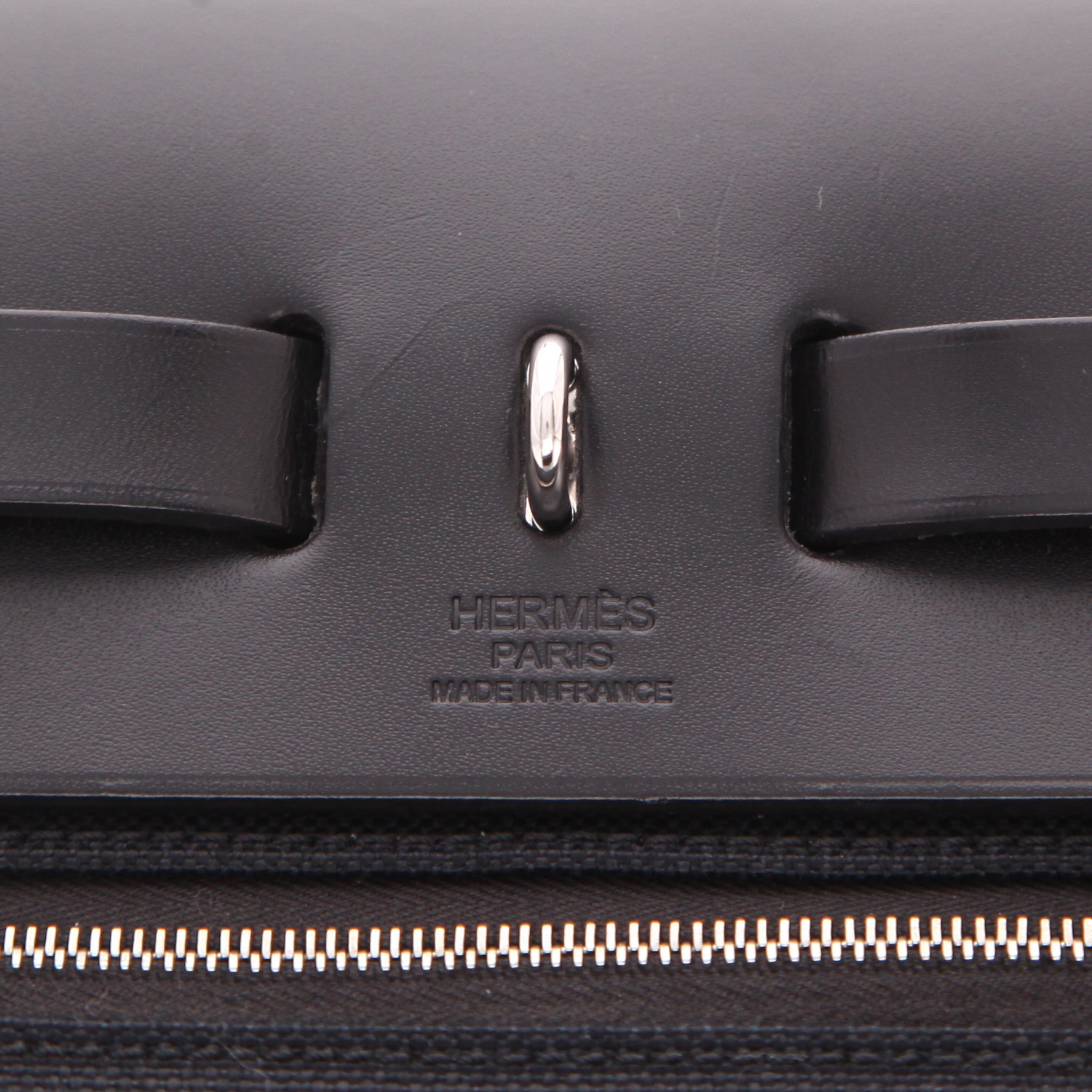 Bolso Hermès Herbag de lona negra y piel negra - Detail D2
