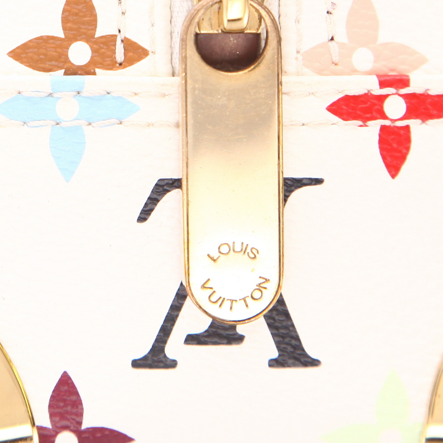 Louis Vuitton x Murakami Trouville handbag  in white and multicolor monogram canvas  and natural leather - Detail D2