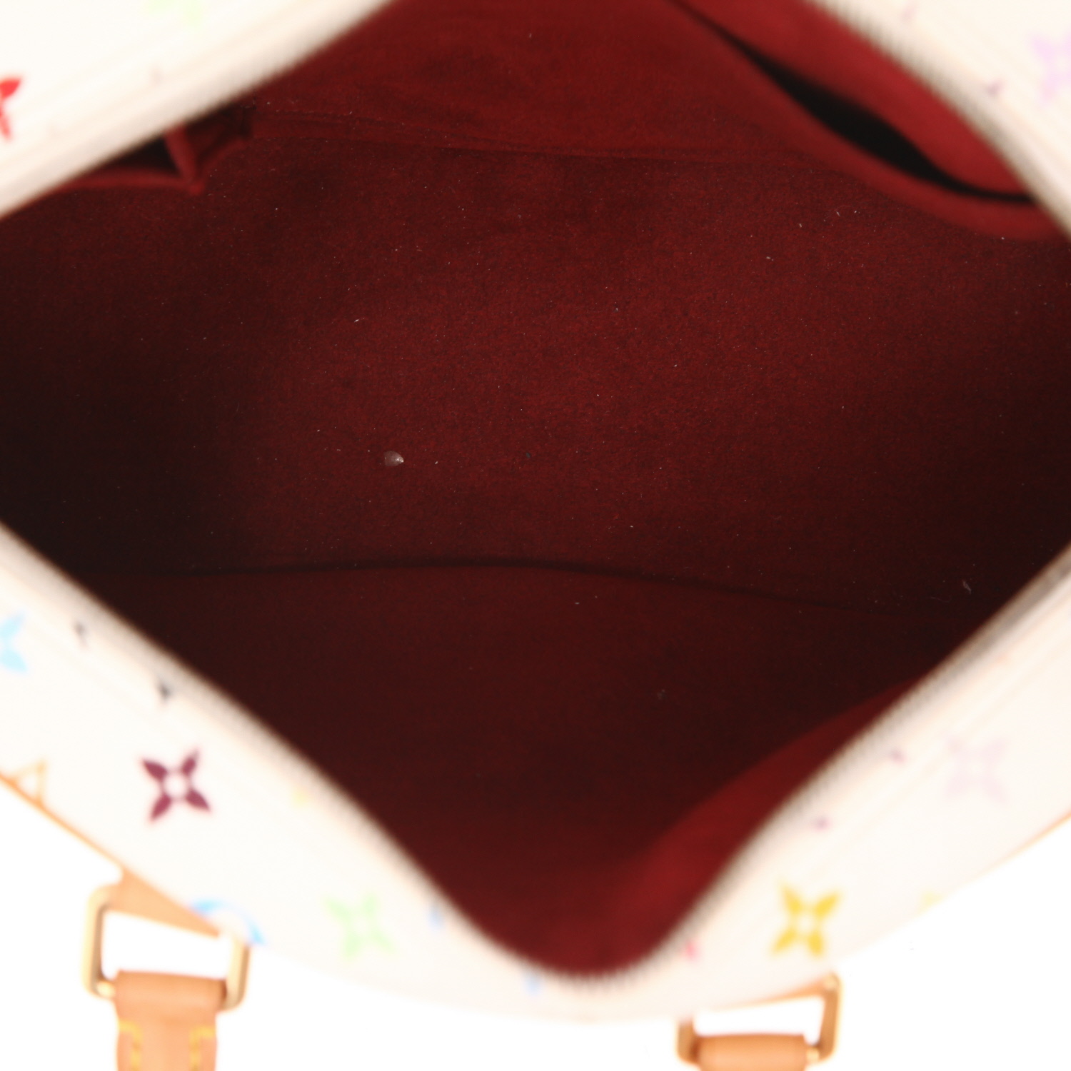 Sac à main Louis Vuitton x Murakami Trouville en toile monogram blanche et multicolore et cuir naturel - Detail D3