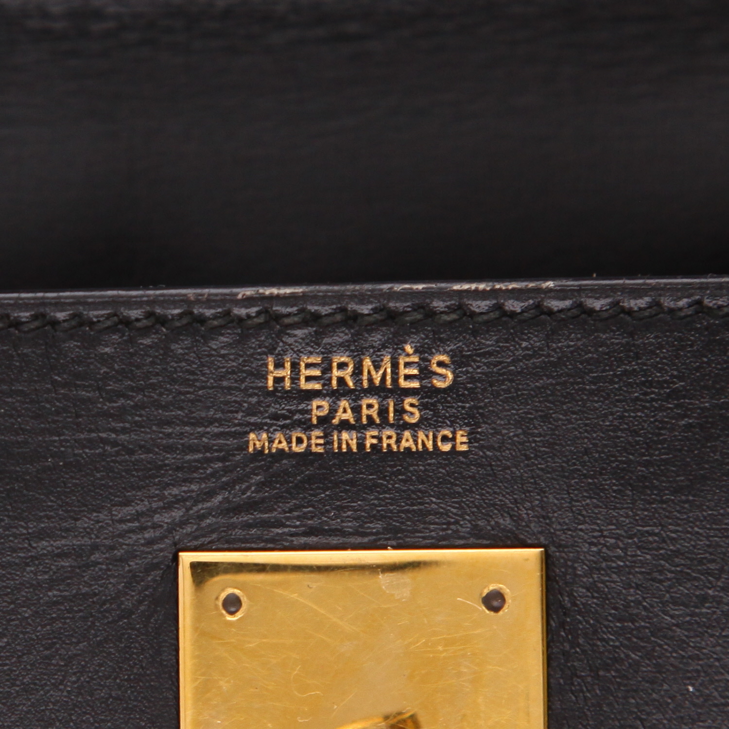 Bolso Hermès Kelly de 32 cm en piel negra tipo «box» - Detail D2