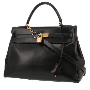Bolso Hermès Kelly de 32 cm en piel negra tipo «box»