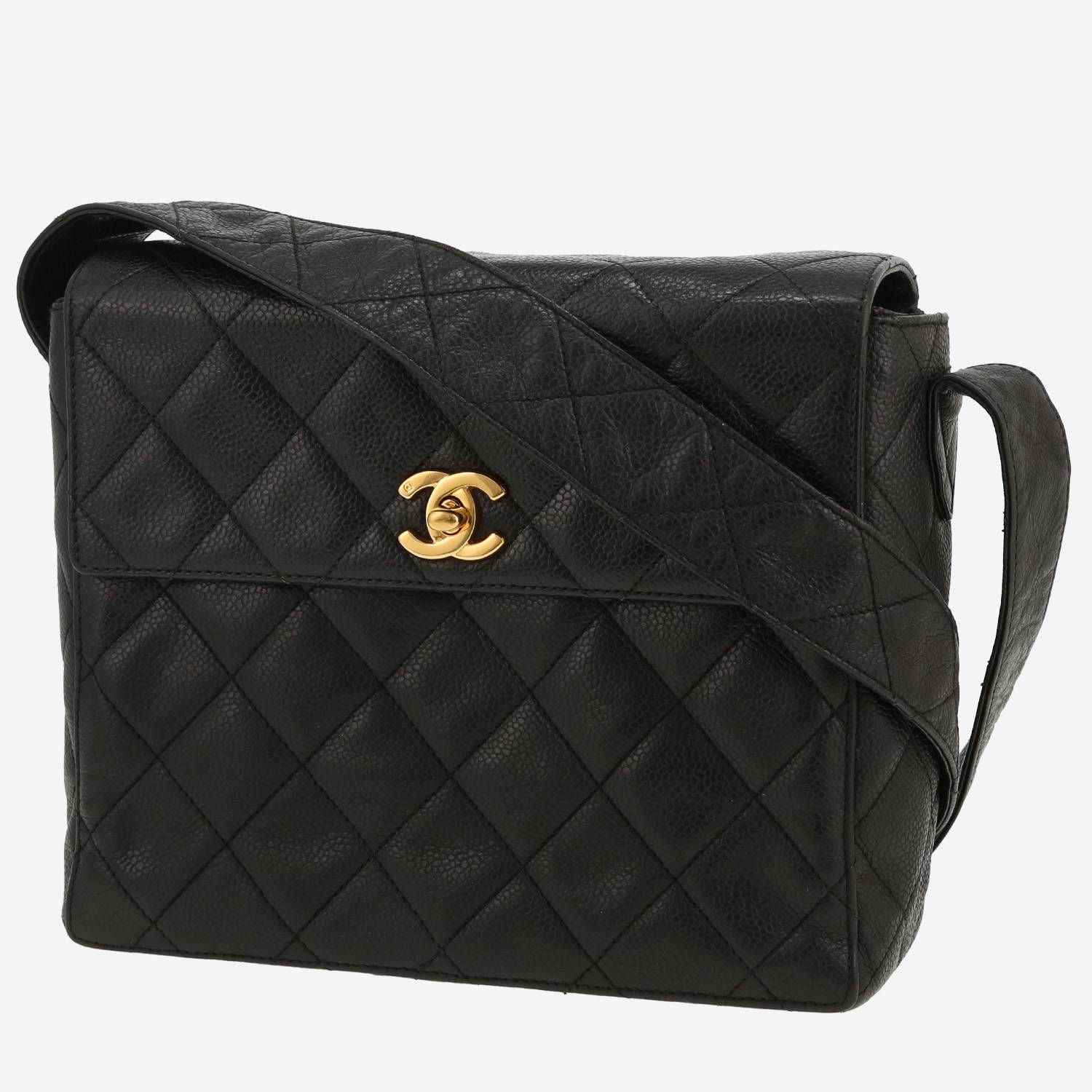 Bolso de mano Chanel   en cuero granulado acolchado negro